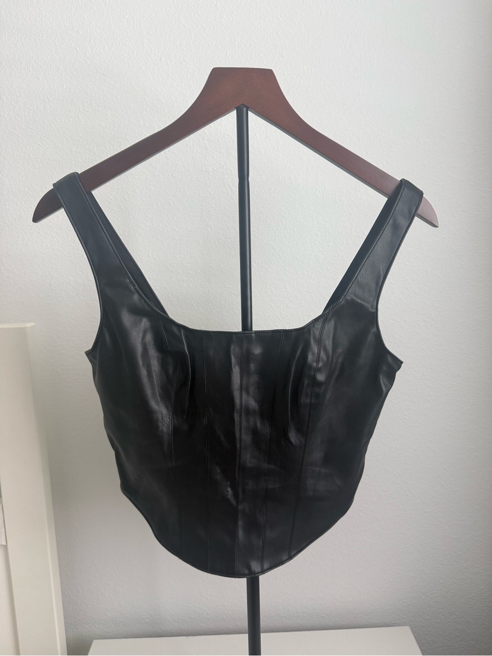 Abercrombie & Fitch Black Faux Leather Crop Top
